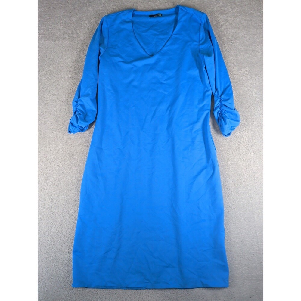 Judy P Dress UPF 50+ size Medium ruched 3/4 sleeves v neck wrinkle resistant